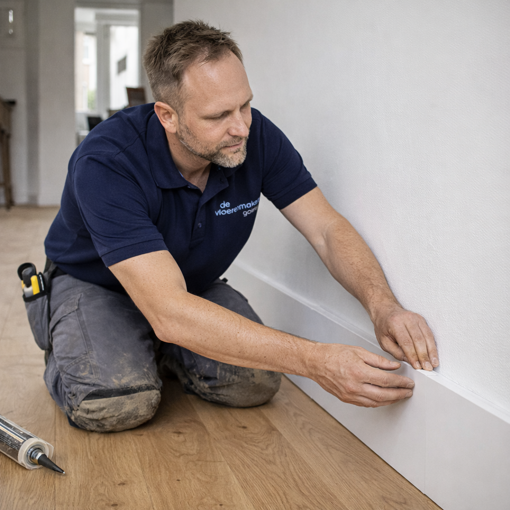 Houten vloer laten leggen en afwerken met plinten